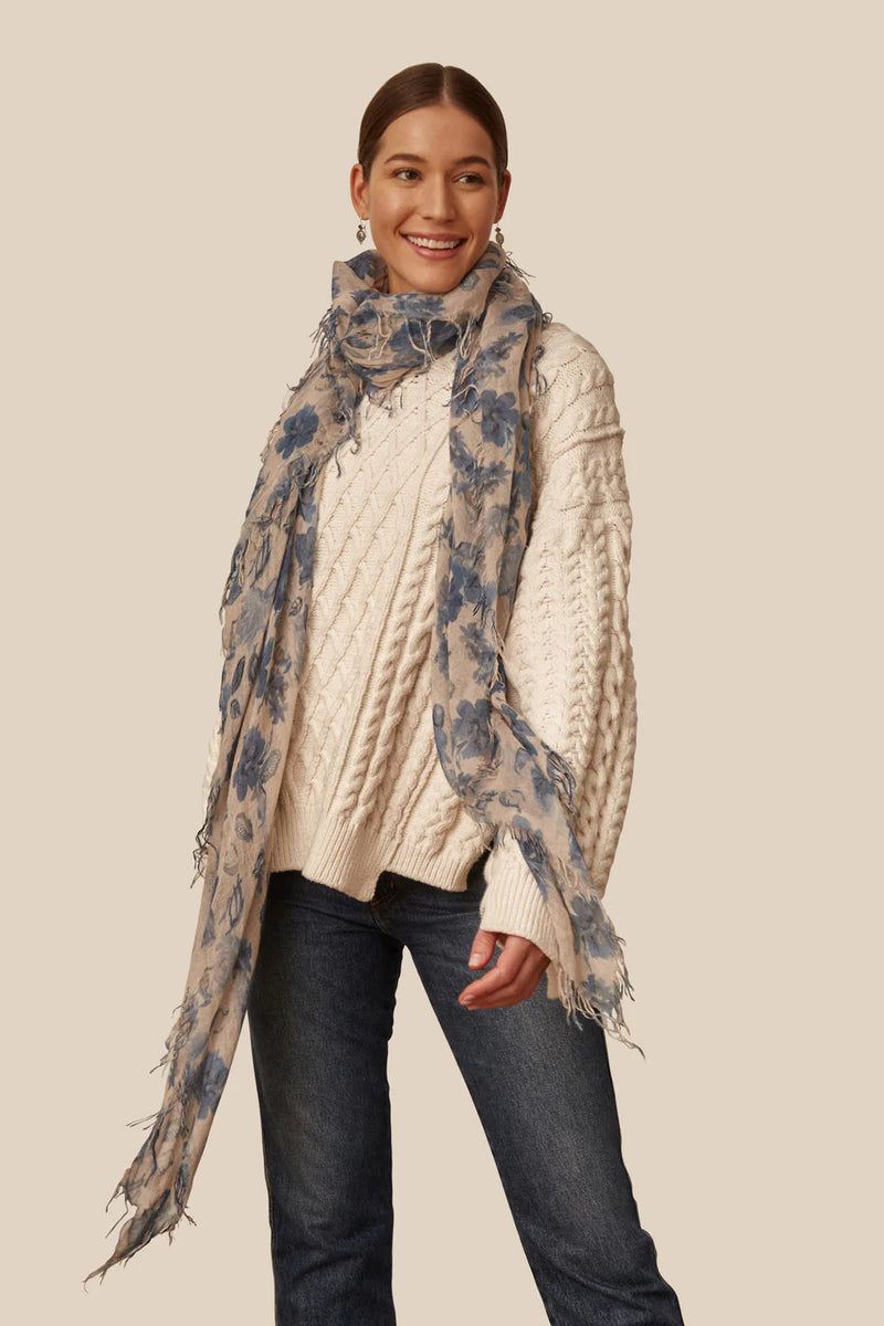 Jet Stream Floral Cashmere & Silk Scarf