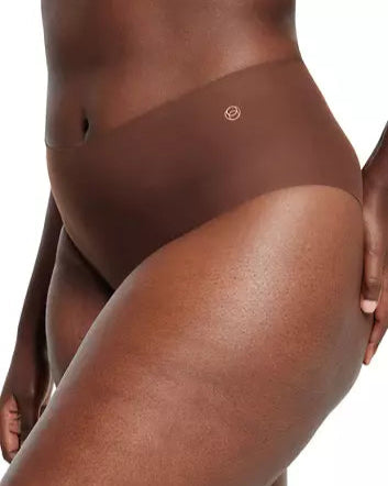 woman wearing Evelyn & Bobbie High Waisted Retro Bikini in Umber on white background