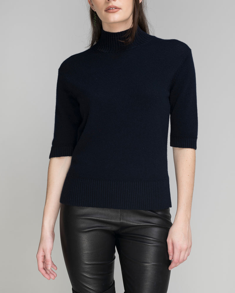 Mock Neck Cashmere Sweater | Charcoal