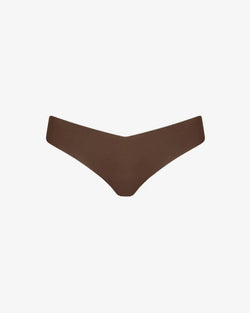 Commando Classic Solid Thong in Mocha on white background