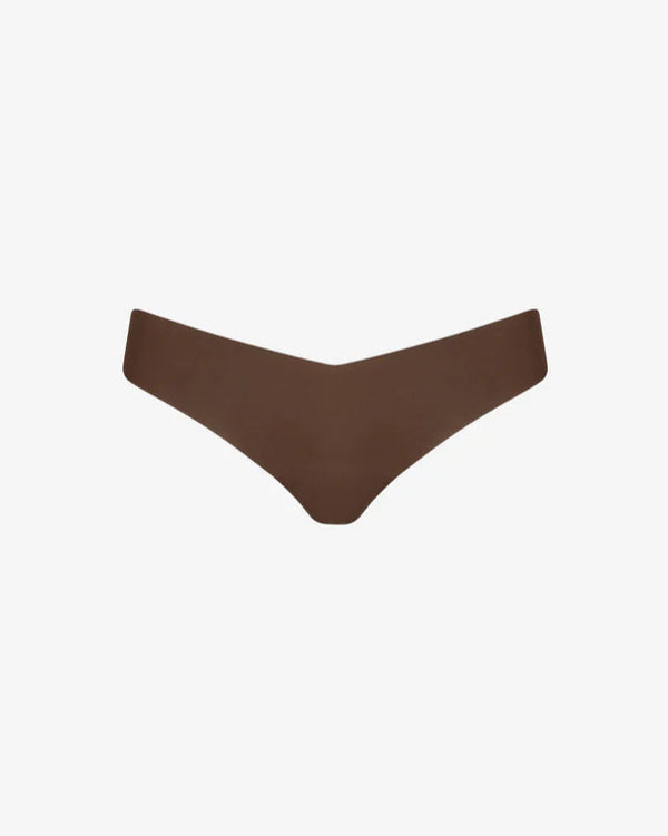 Commando Classic Solid Thong in Mocha on white background