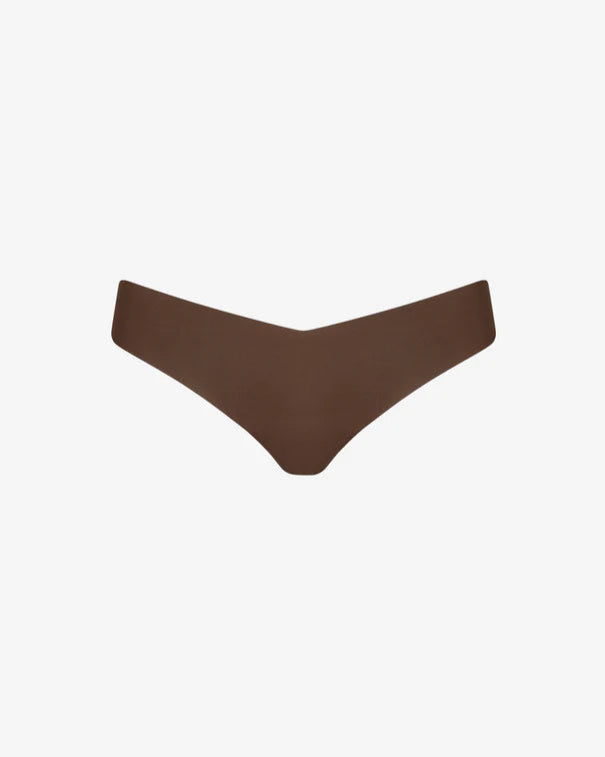 Commando Classic Solid Thong in Mocha on white background