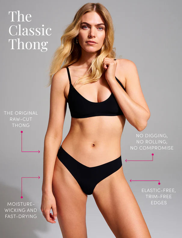 Woman wearing a Commando Classic Solid Thong 