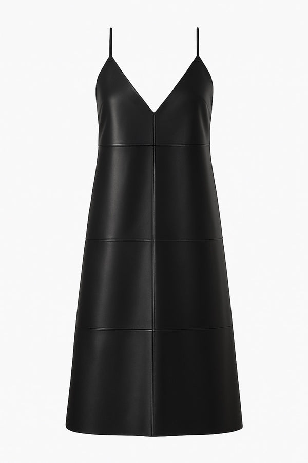Kirby Leather Slip Dress | Black