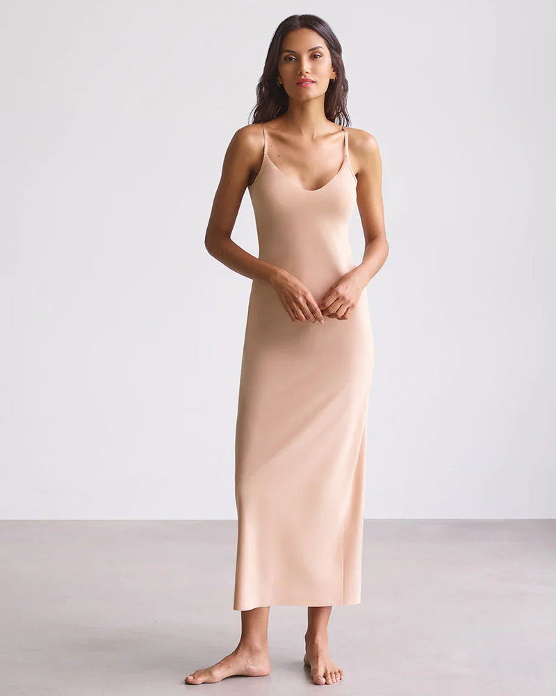 maxi slips for under dresses Commando Classic Strapless Maxi Slip, Womens, S/M, Beige