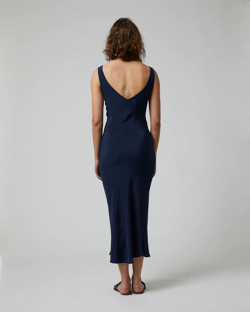 Double V Slip Dress | Navy