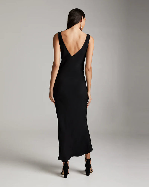 Double V Slip Dress | Black