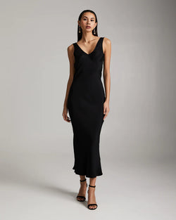 Double V Slip Dress | Black