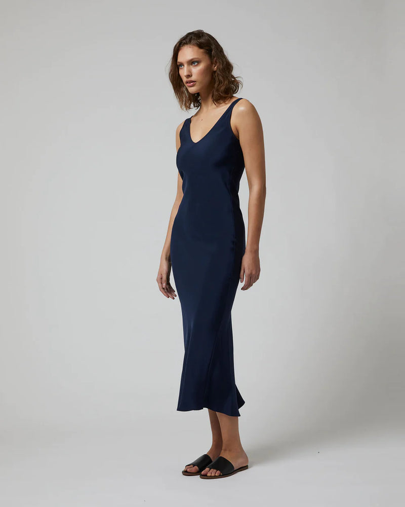 Double V Slip Dress | Navy