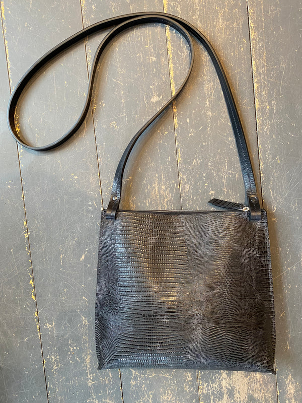 Large Strappy Pouch | Black Lizard