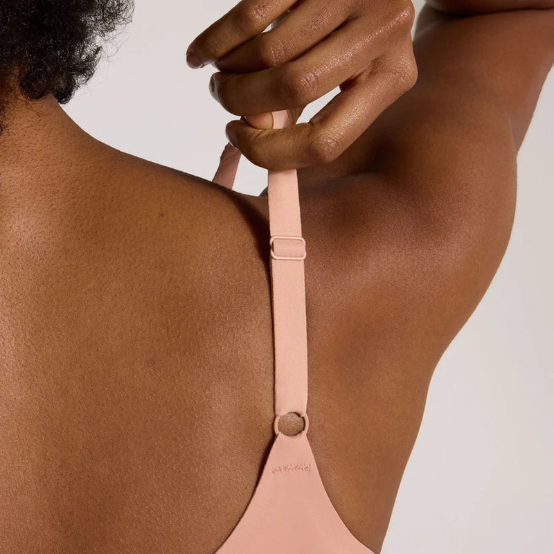 pink Evelyn & Bobbie Bobbie Scoop Bra strap in Himalayan Saltagainst a plain background