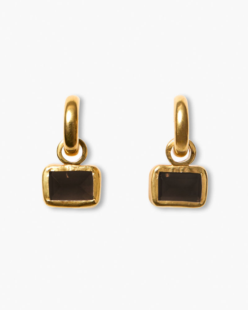 Smoky Quartz Tiered Hoop Earrings