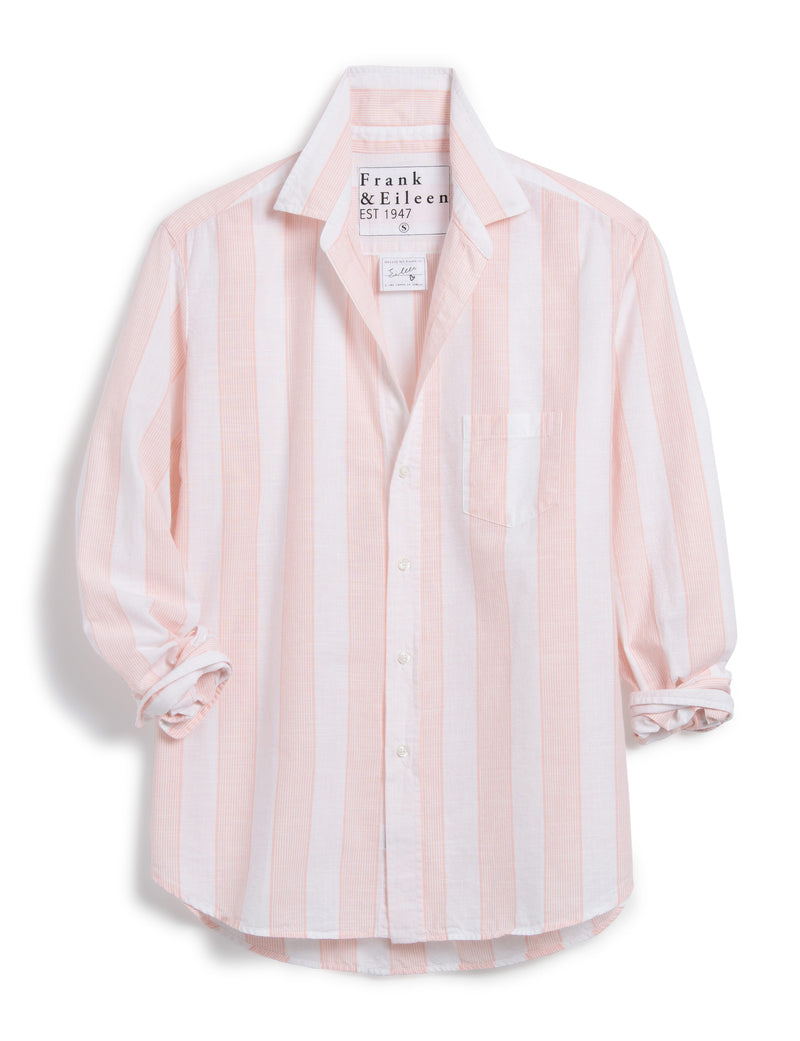 Eileen Wide Stripe Cotton Button Down | Peach Stripe