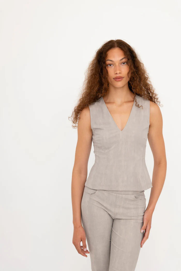 Bailee V Neck Corset Tank | Ash