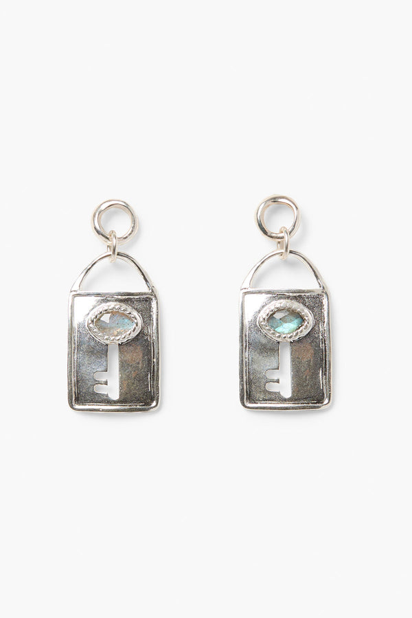 Silver Evil Eye Keyhole Earrings