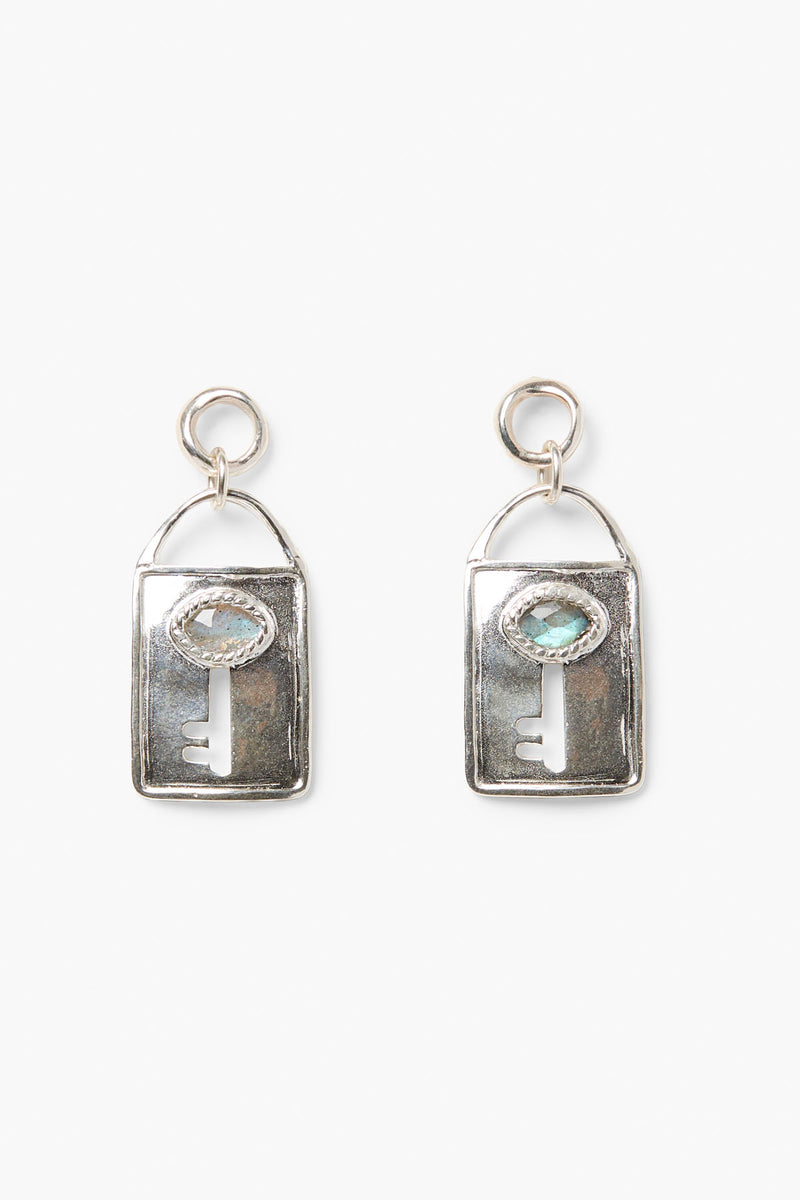 Silver Evil Eye Keyhole Earrings