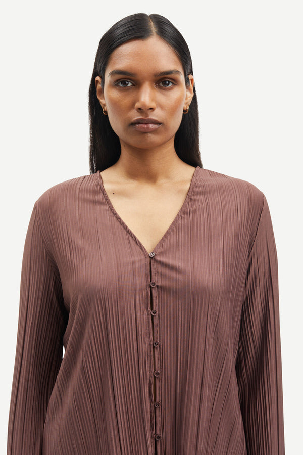 Sauma Pleated Blouse | Brown Stone