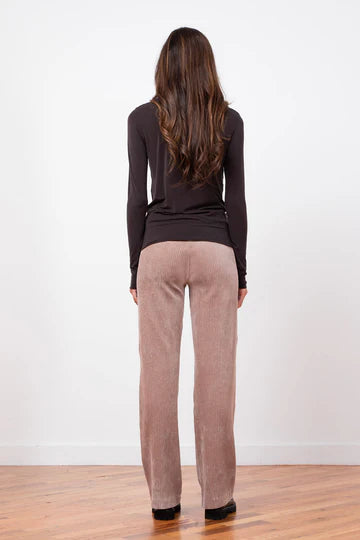 back view Avenue Montaigne Flavia Wide Leg Cord Cappucino shop at well heeled