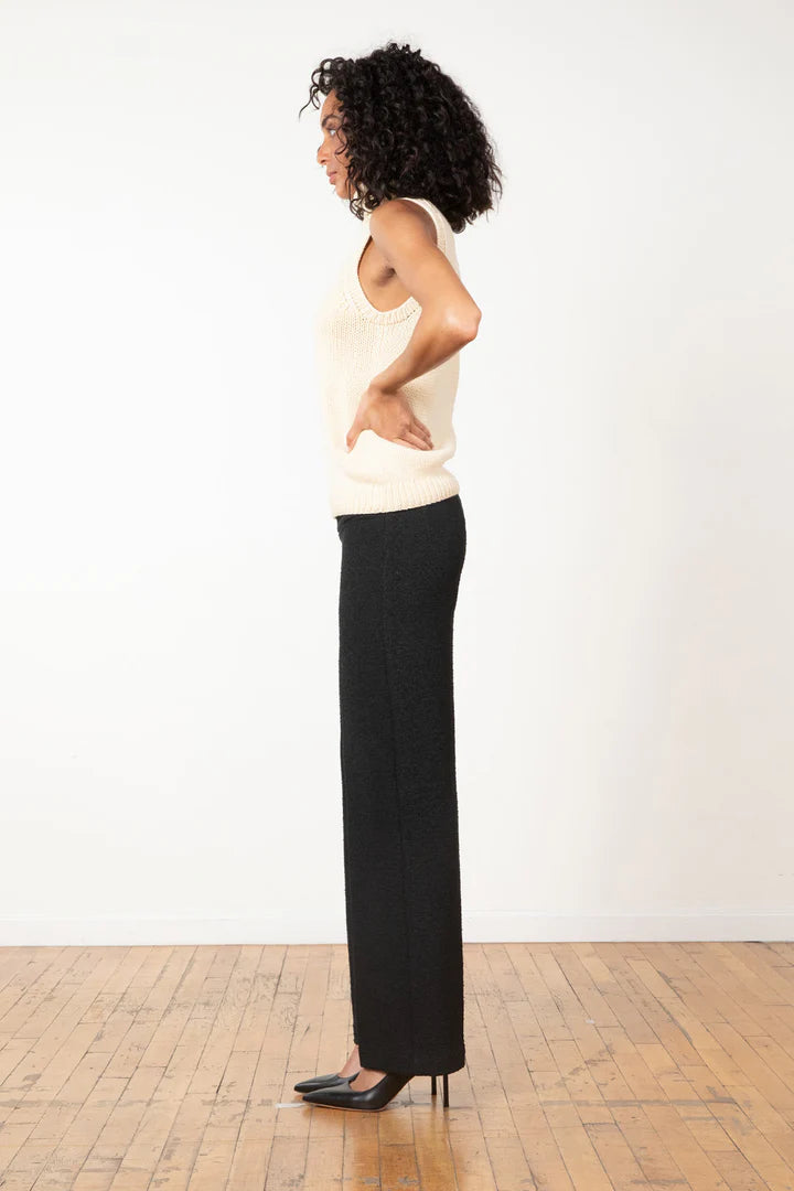 Flavia Boucle Wide Leg Pant | Black