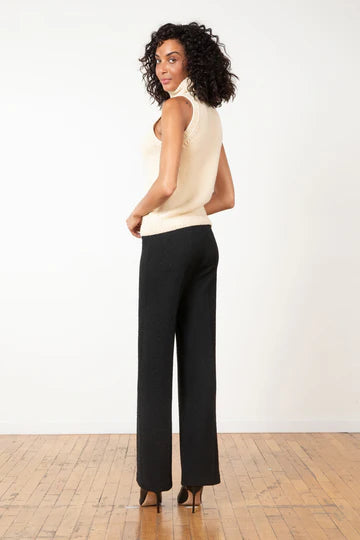 Flavia Boucle Wide Leg Pant | Black