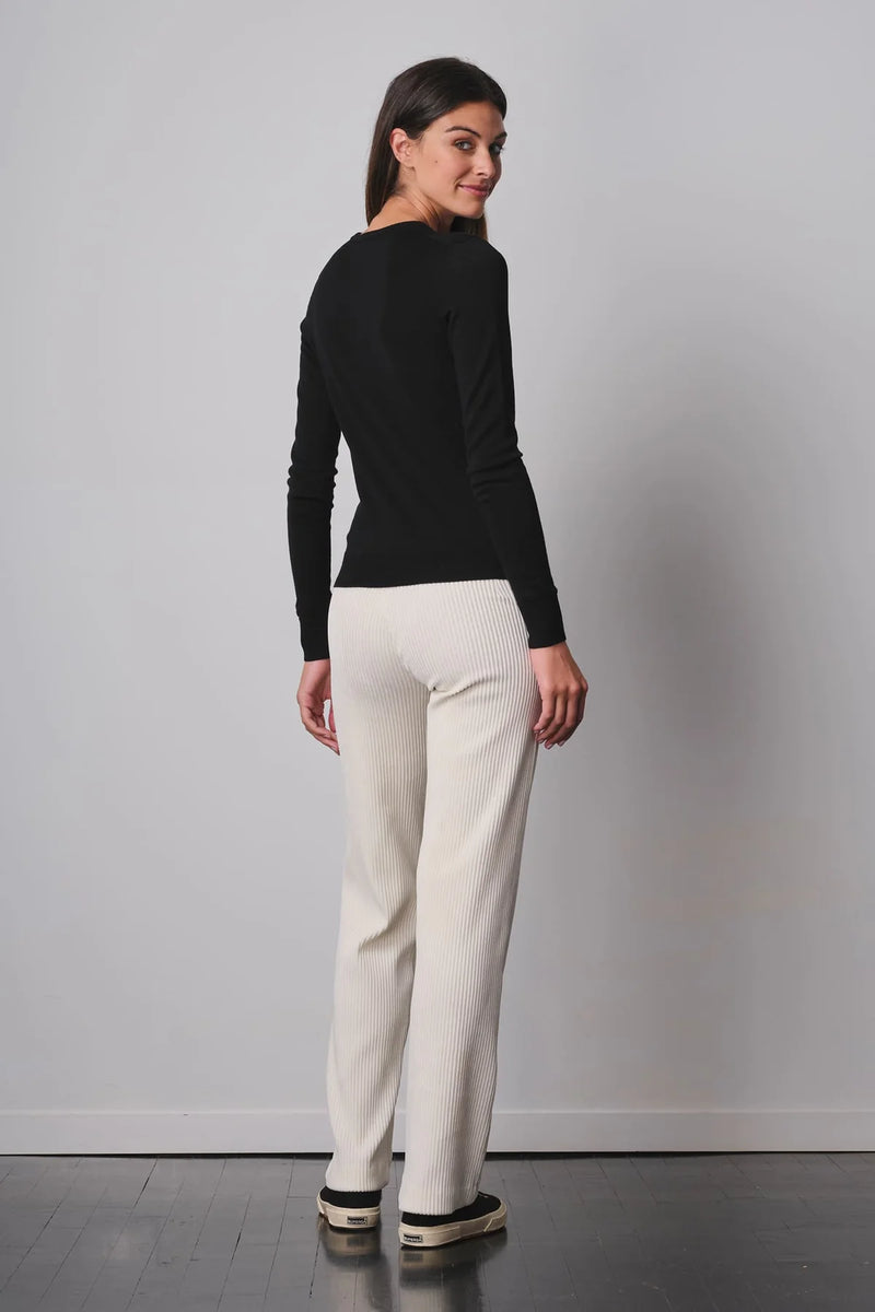 Flavia Corduroy Wide Leg Pant | Off White