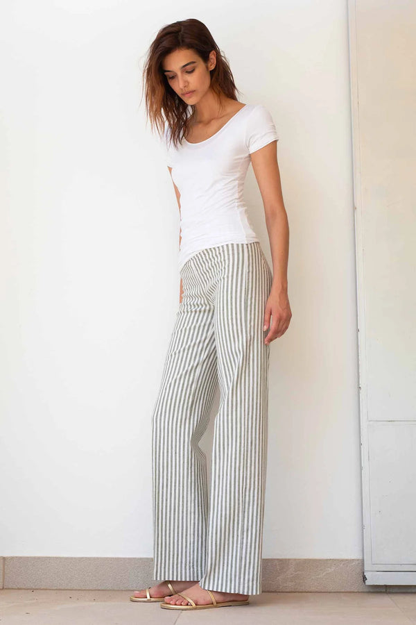 Flavia Bengal Stripe Pant | Olive