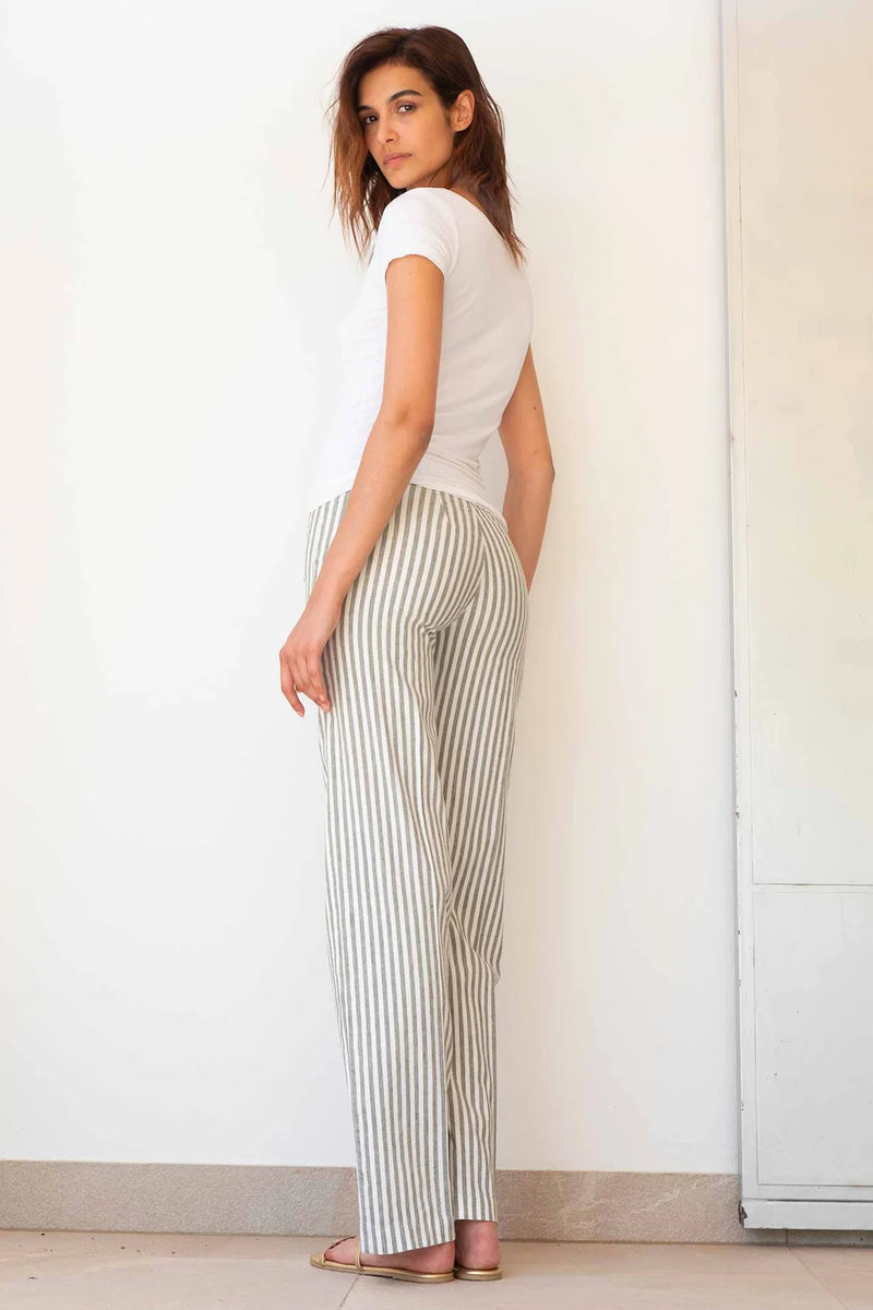 Flavia Bengal Stripe Pant | Olive
