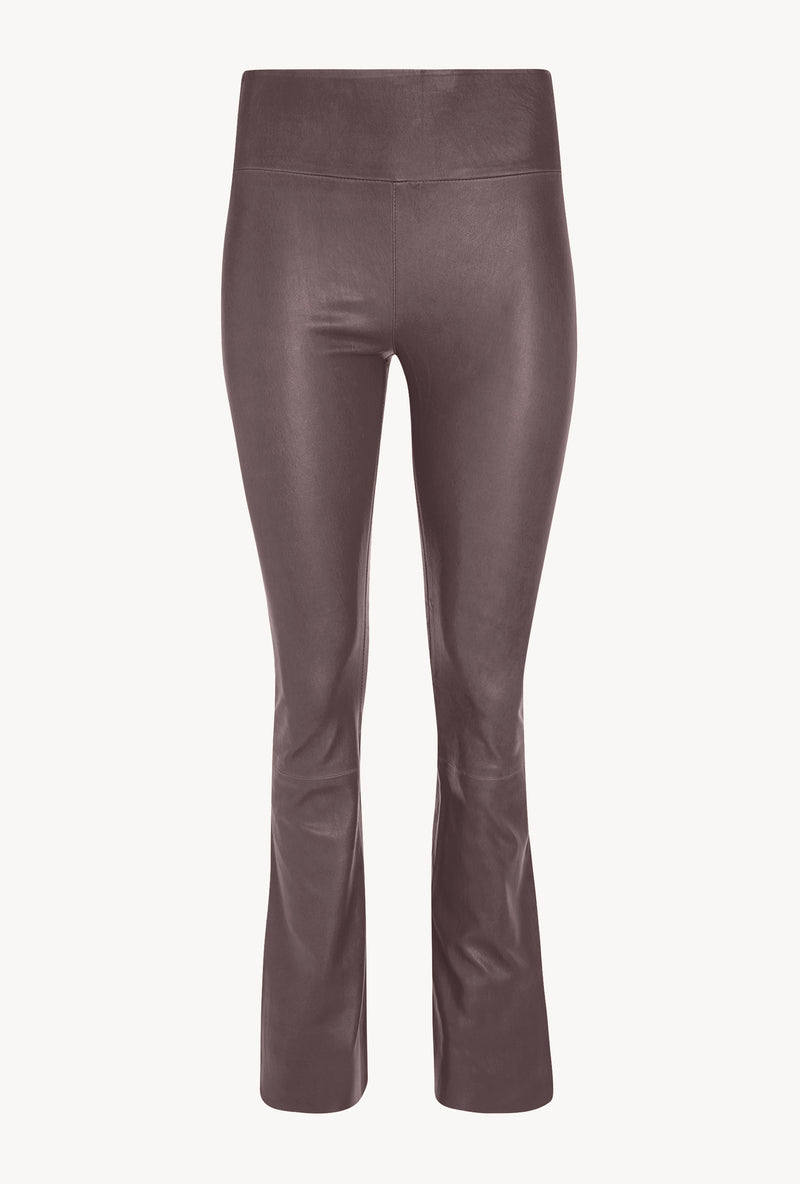 Ankle Flare Leather Legging | Grey