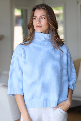 Fenner 3/4 Sleeve Turtleneck | Sky