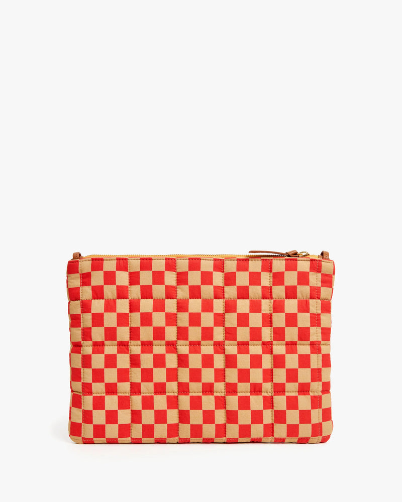 Quilted Flat Clutch with Tabs | Khaki Poppy