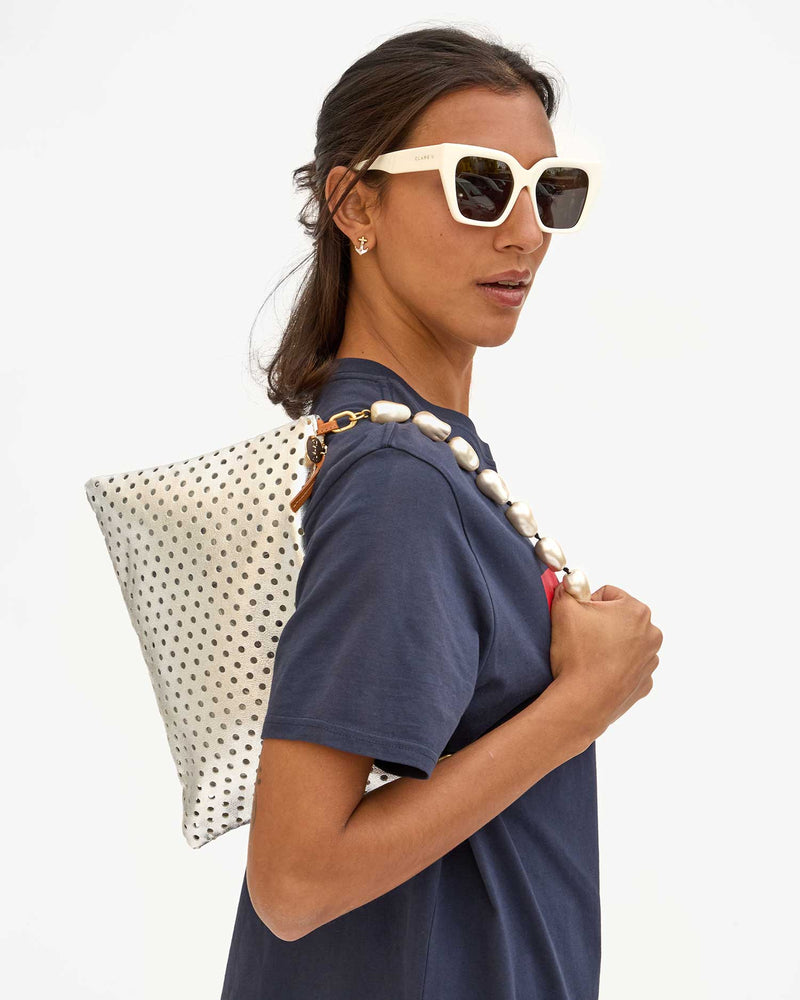 Flat Clutch with Tabs | Silver Punch Hole