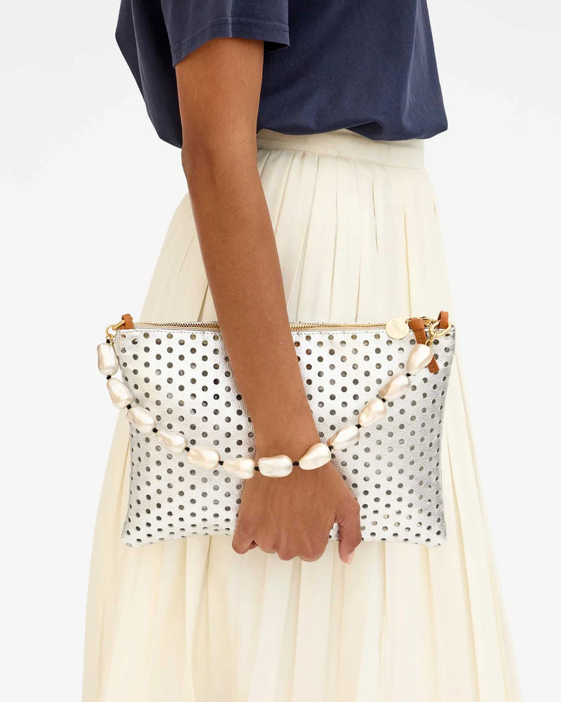 Flat Clutch with Tabs | Silver Punch Hole
