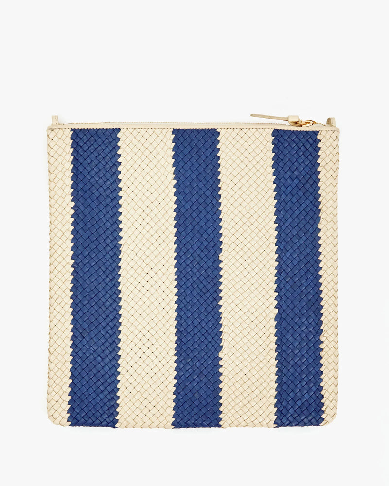 Foldover Clutch with Tabs | Indigo & Cream