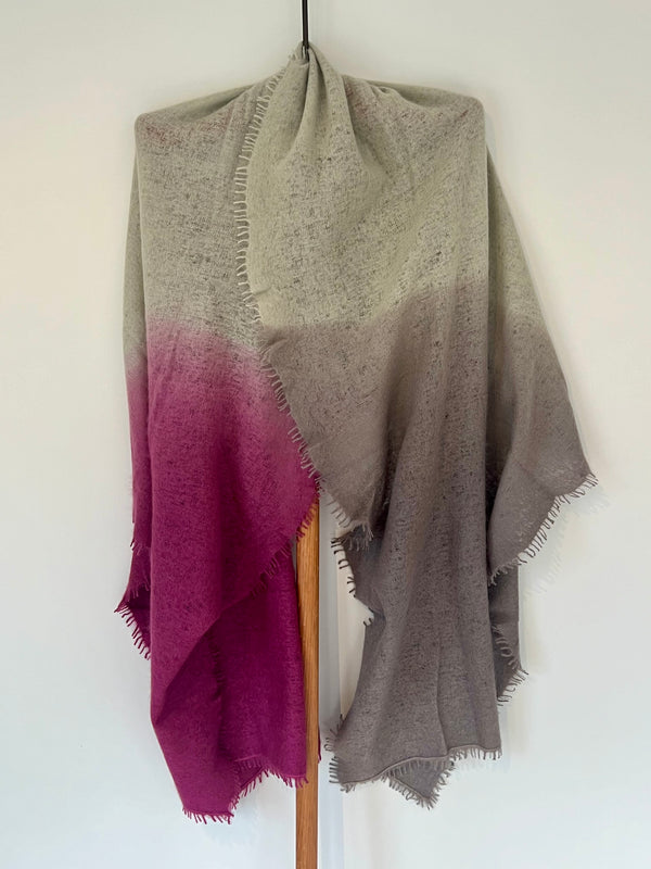 Cashmere Vertical Shading Scarf | Berry Dark Green