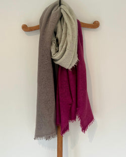 Cashmere Vertical Shading Scarf | Berry Dark Green