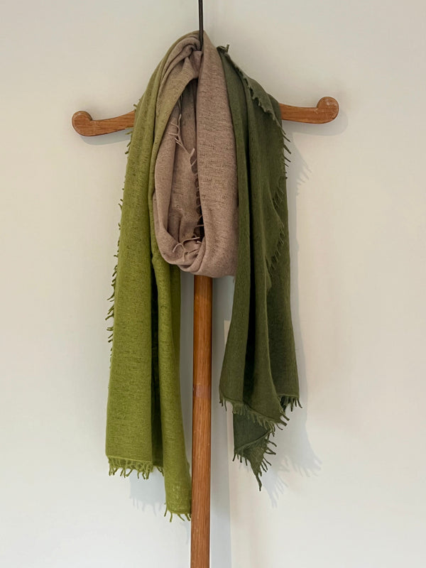 Cashmere Vertical Shading Scarf | Basil Green