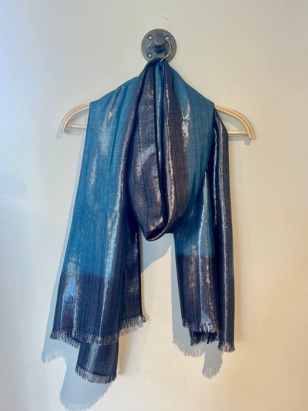 Silver Cashmere Scarf | Peacock