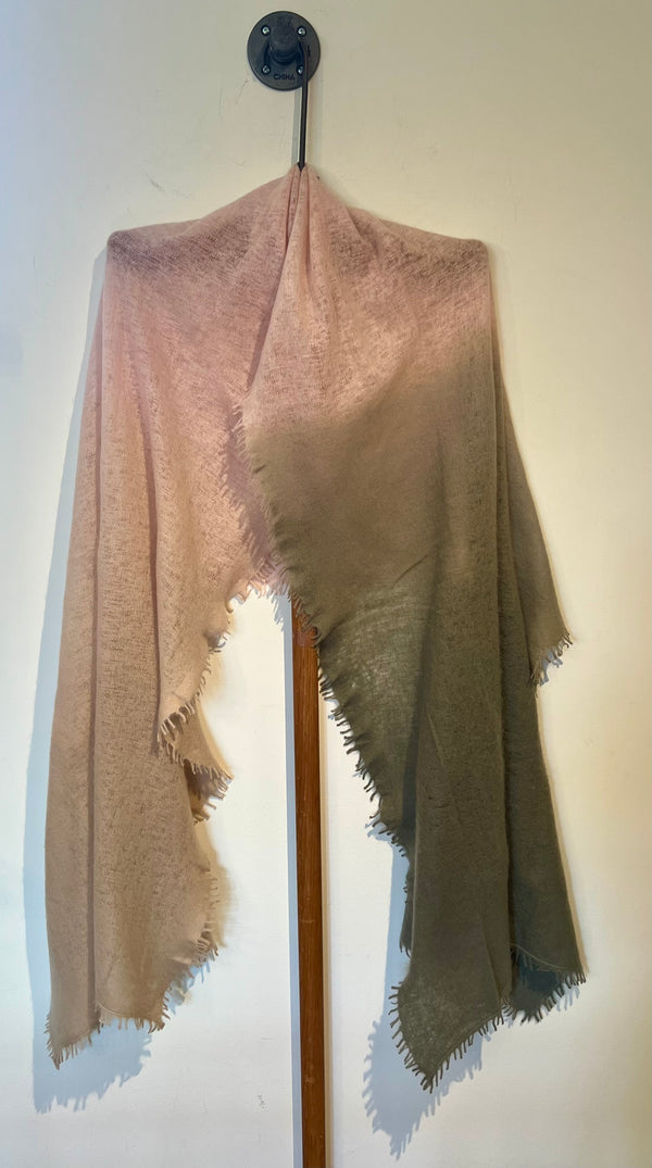 Cashmere Vertical Shading Scarf | Pink Green