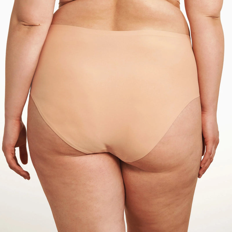 Evelyn & Bobbie High Waisted Retro Bikini in Himalayan Salt on white background backview