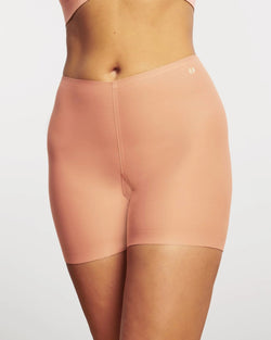 pink Evelyn & Bobbie Longline Girlshort/Slip Short Himalayan Salt shapewear shorts on a plain background