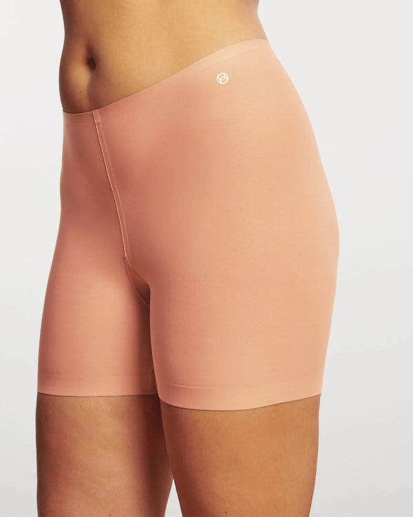 pink Evelyn & Bobbie Longline Girlshort/Slip Short Himalayan Salt shapewear shorts on a plain background