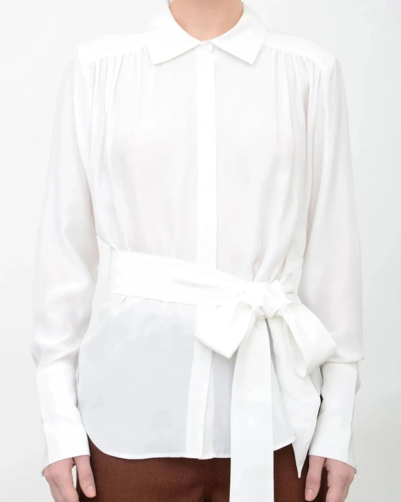 Aubrieta Blouse w/tie - White