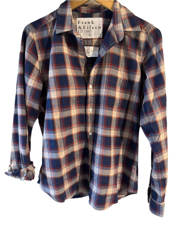 Barry Brushed Cotton Button Down | Rust navy Red