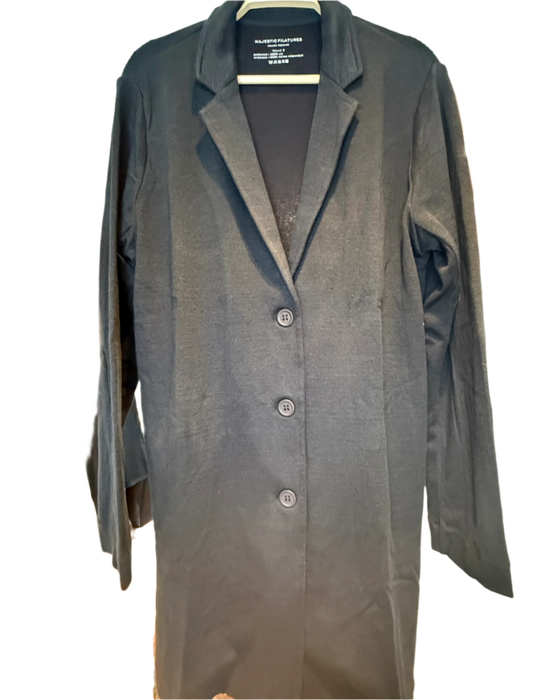 Double Face Linen 3/4 Sleeve Jacket | Noir