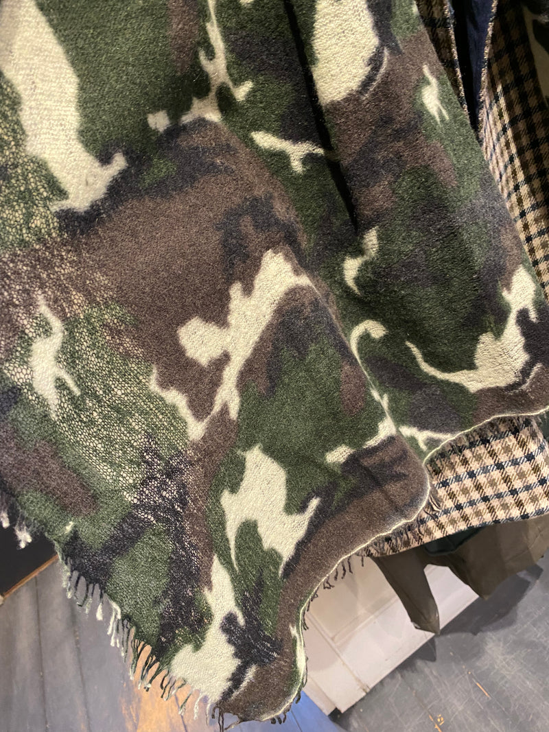Dark Green Camouflage Cashmere Scarf