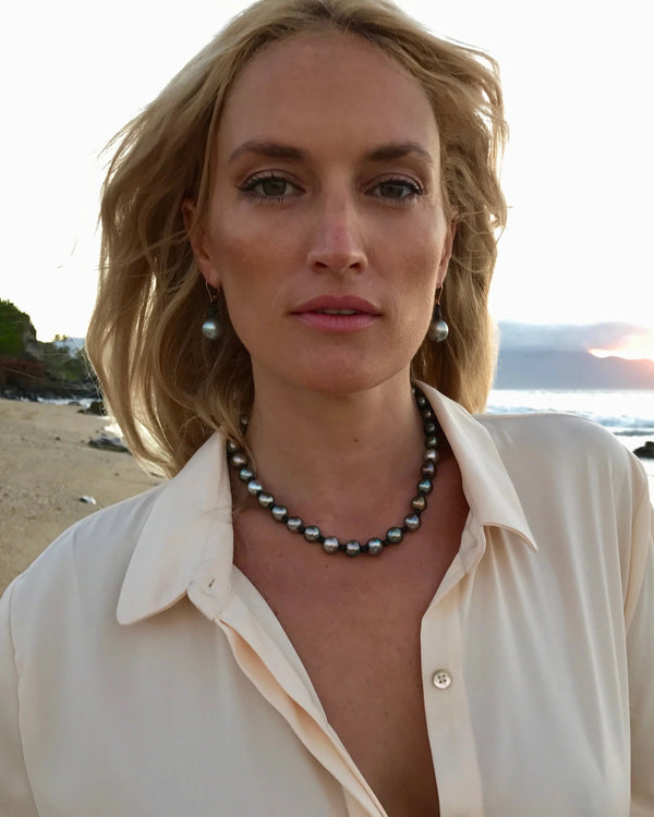 Deluxe Tahitian Drop Pearl Earring Gold
