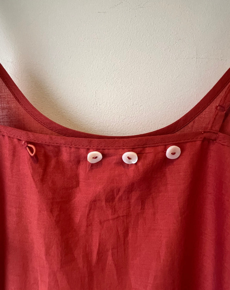 Chiffon Long Sleeve Buttons Dress Red Ochre