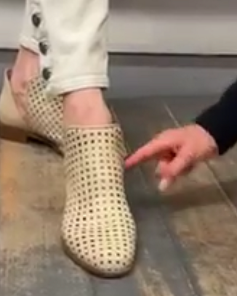 Burke Perforated Bootie | Beige Leather