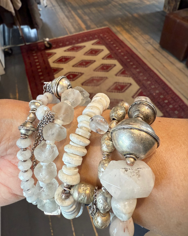 White with Crystal Bracelet Stack
