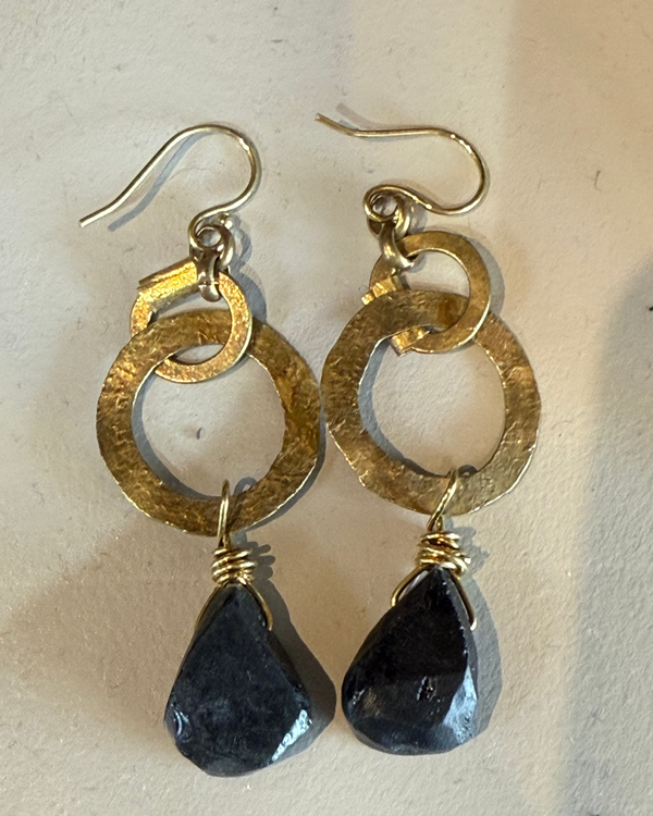 Brass Rings with Obsidian